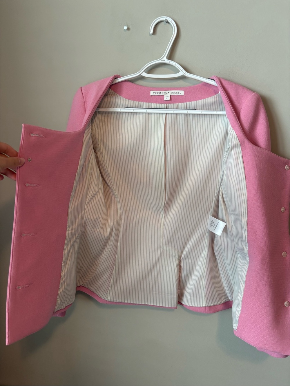 Veronica Beard Ria Woven Pink Blazer Jacket Size 0 - Picture 9 of 13